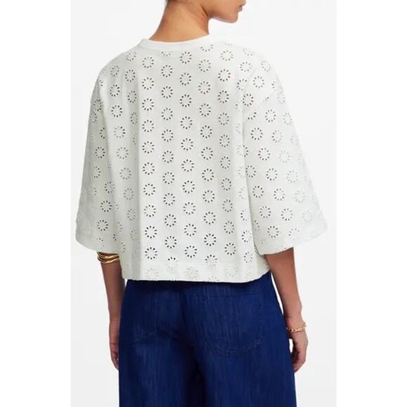 NWT Madewell Embroidered Wide-Sleeve Boxy Tee White Size XXS - Picture 2 of 7